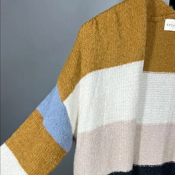 Dreamers Brown and Cream Cardigan Sweater with Cozy Knit Design - Picture 4 of 5